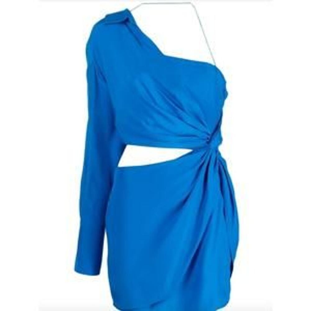 GAUGE81 Arica Silk One Shoulder Cutout Mini Dress Blue XS NWT Designer